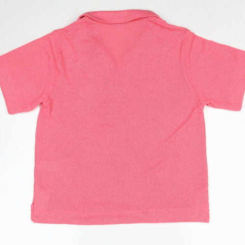 Marks and Spencer Womens Pink Collared Polyester Pullover Jumper Size 10