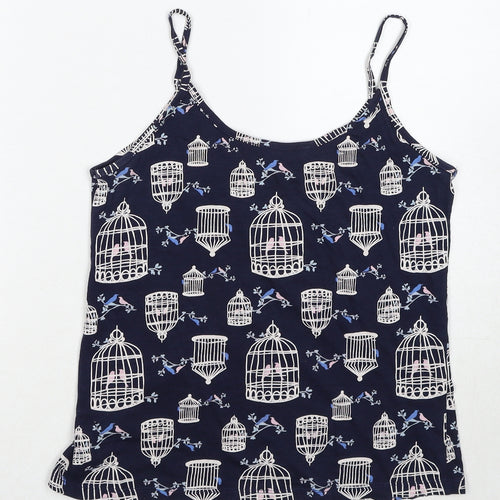 Dorothy Perkins Womens Blue Geometric Cotton Basic Tank Size 8 Round Neck - Bird Print
