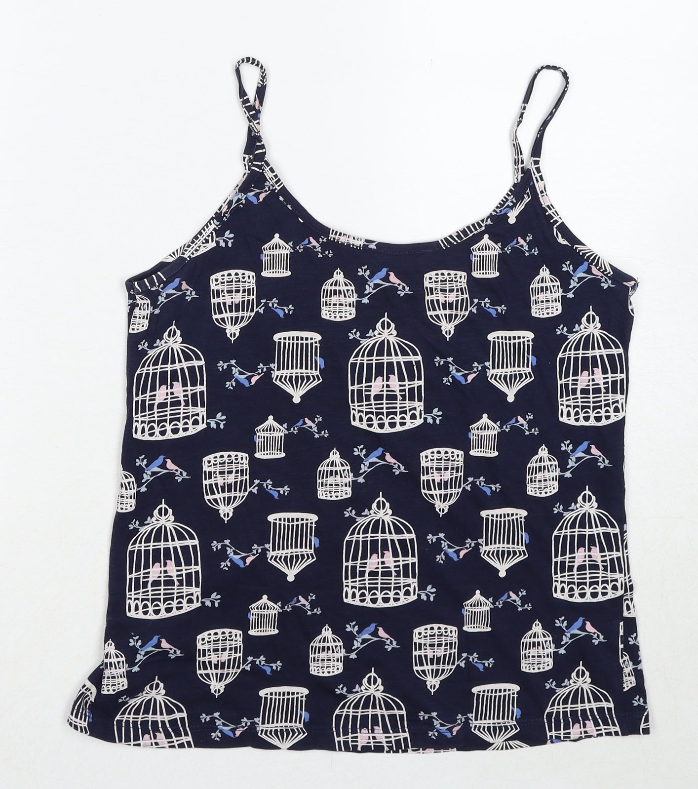 Dorothy Perkins Womens Blue Geometric Cotton Basic Tank Size 8 Round Neck - Bird Print