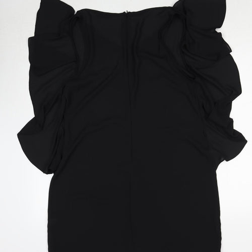 I-ner Womens Black Polyester Mini Size L Round Neck Zip