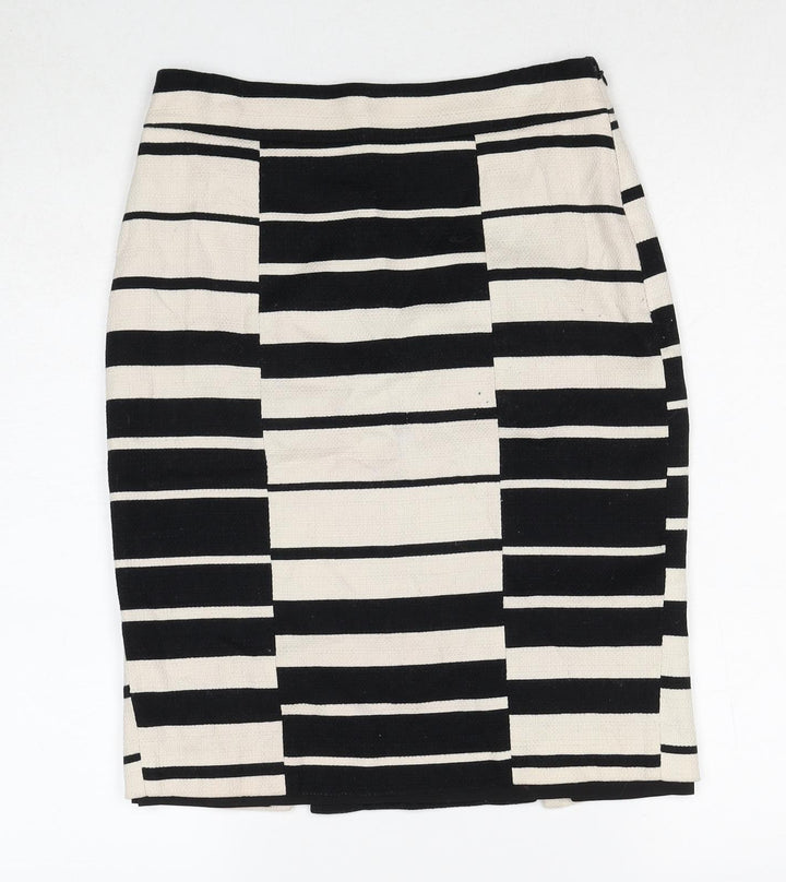 Ann Taylor Womens Black Geometric Cotton Straight & Pencil Skirt Size S Zip - Label size 2