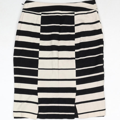 Ann Taylor Womens Black Geometric Cotton Straight & Pencil Skirt Size S Zip - Label size 2