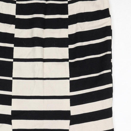 Ann Taylor Womens Black Geometric Cotton Straight & Pencil Skirt Size S Zip - Label size 2
