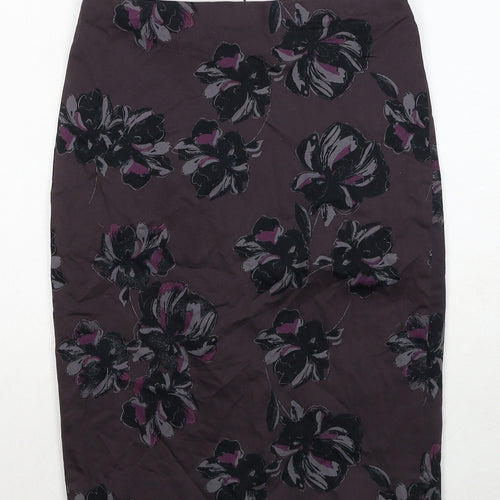 Ann Taylor Womens Brown Floral Cotton Straight & Pencil Skirt Size S Zip - Label size 2