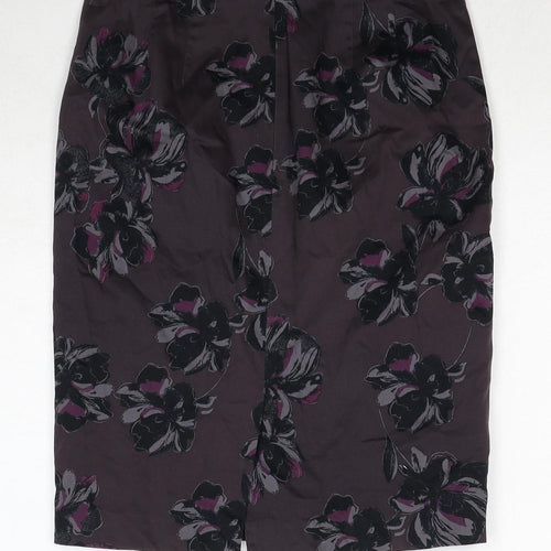 Ann Taylor Womens Brown Floral Cotton Straight & Pencil Skirt Size S Zip - Label size 2