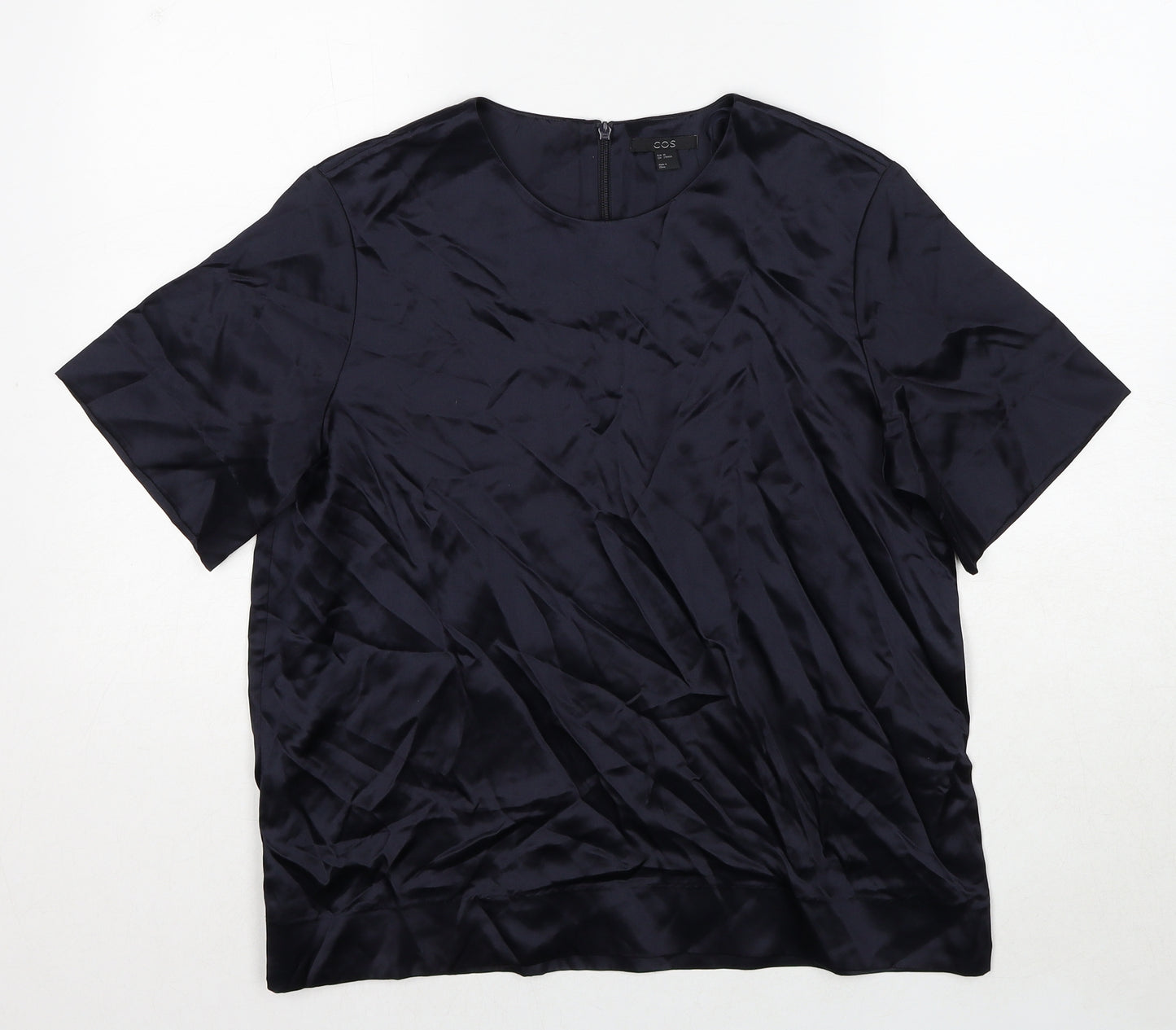 COS Womens Blue Lyocell Basic Blouse Size 12 Round Neck