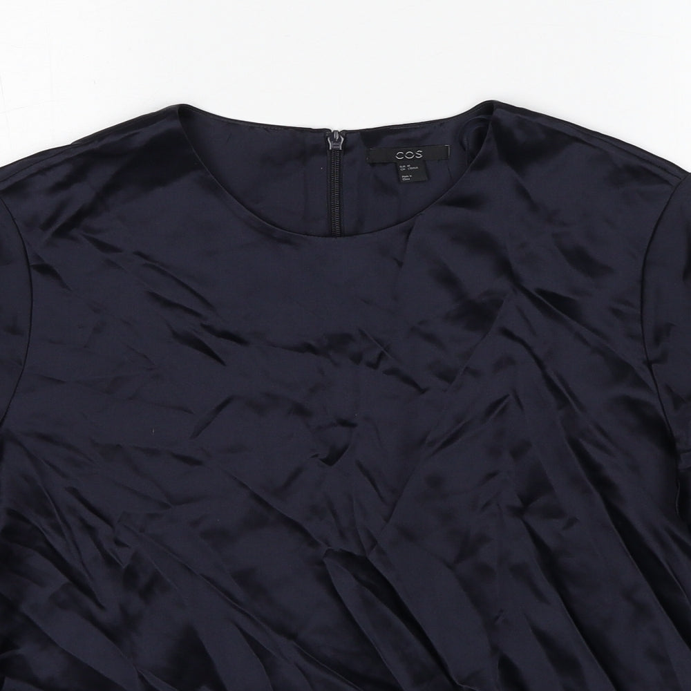 COS Womens Blue Lyocell Basic Blouse Size 12 Round Neck
