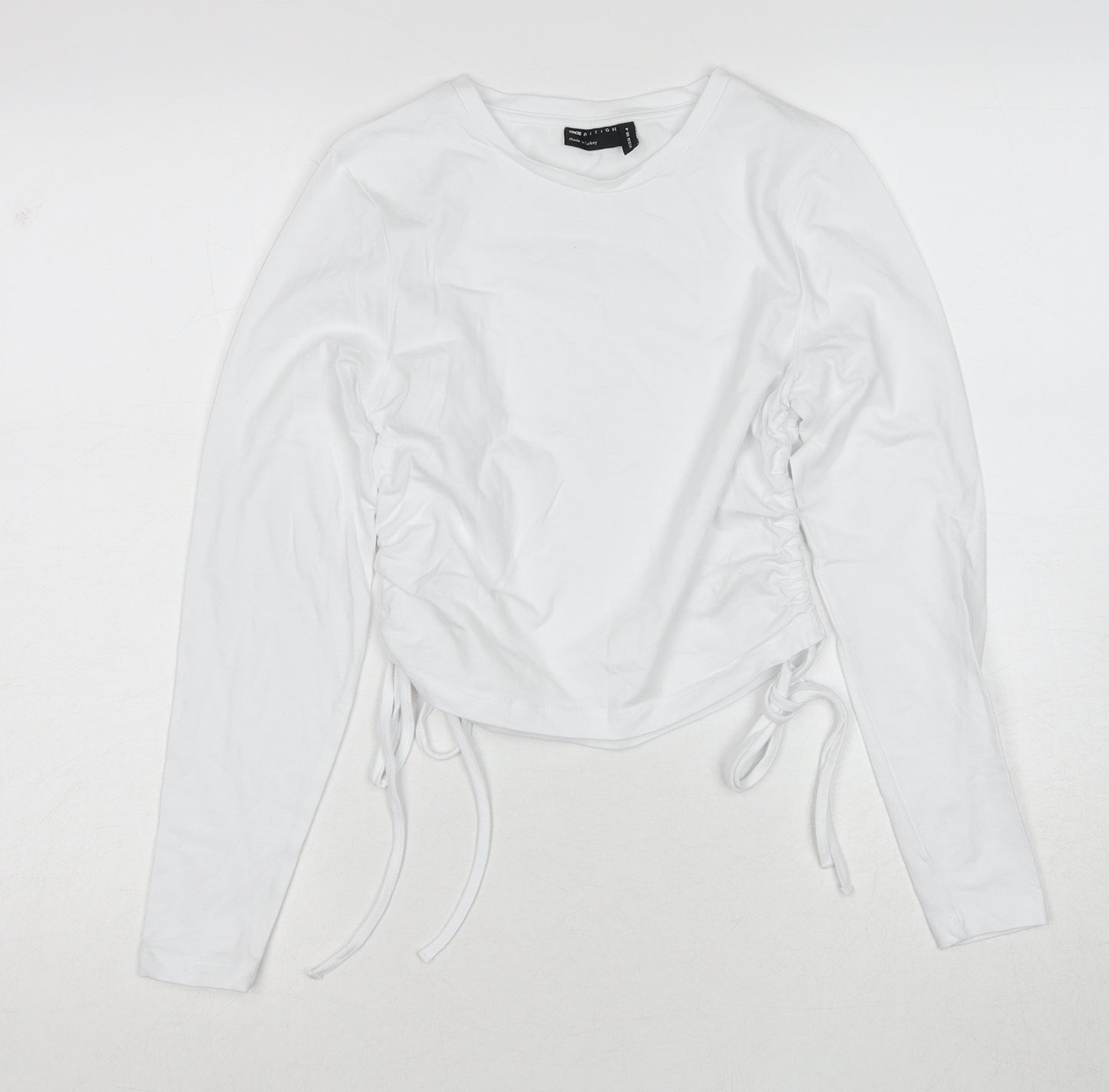 ASOS Womens White Cotton Basic Blouse Size 8 Round Neck