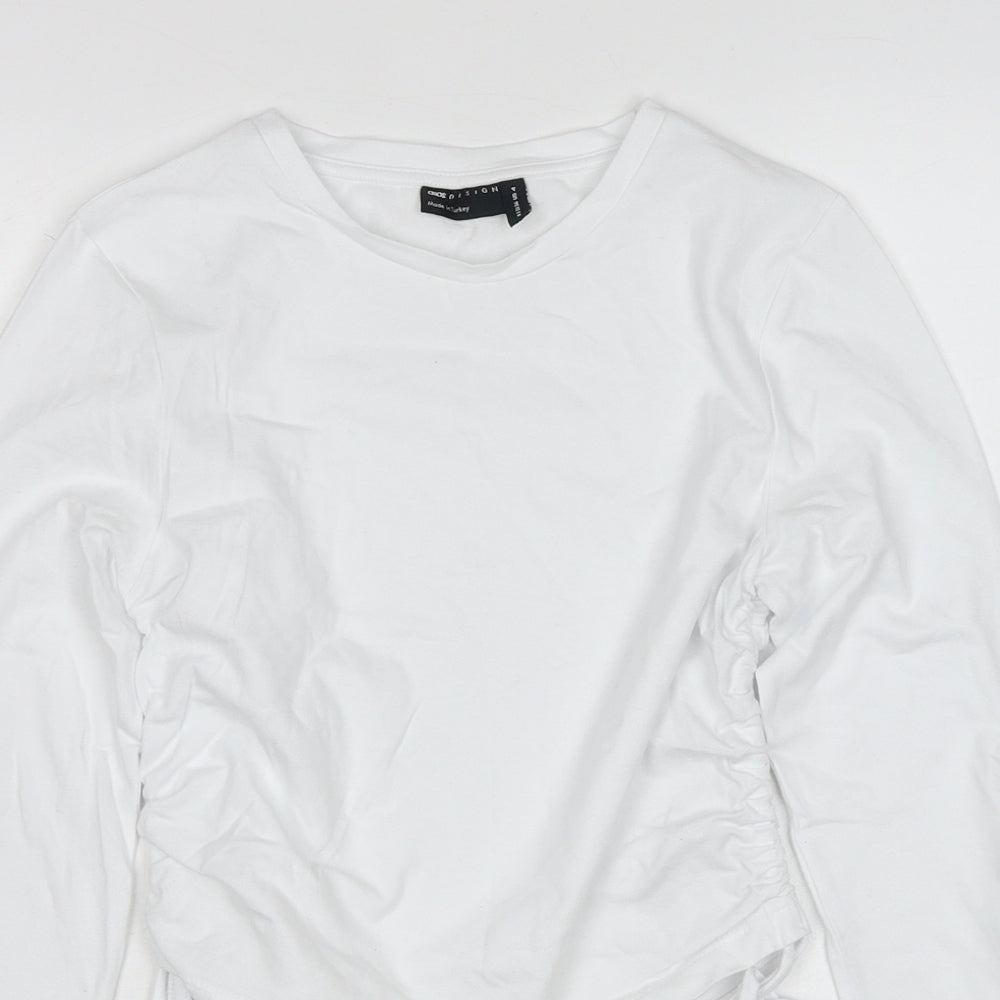 ASOS Womens White Cotton Basic Blouse Size 8 Round Neck