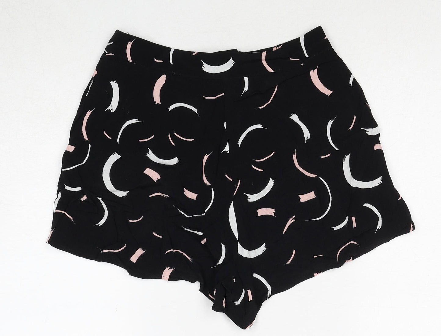 Glassons Womens Black Geometric Viscose Basic Shorts Size 6 Regular Zip