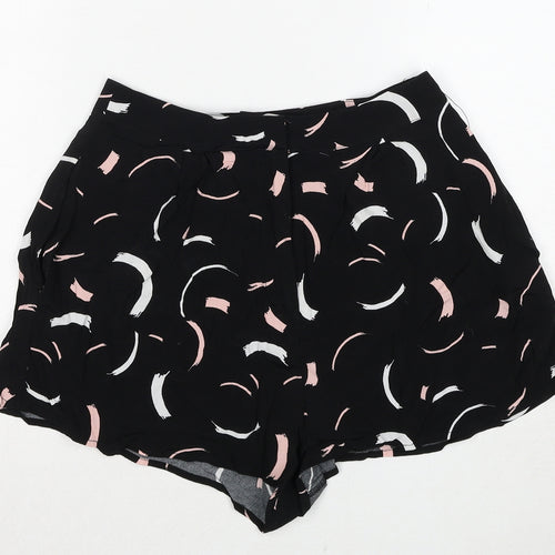 Glassons Womens Black Geometric Viscose Basic Shorts Size 6 Regular Zip