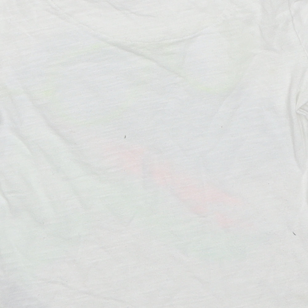 Marks and Spencer Boys White Cotton Pullover T-Shirt Size 2-3 Years Round Neck Pullover - Dinosaur