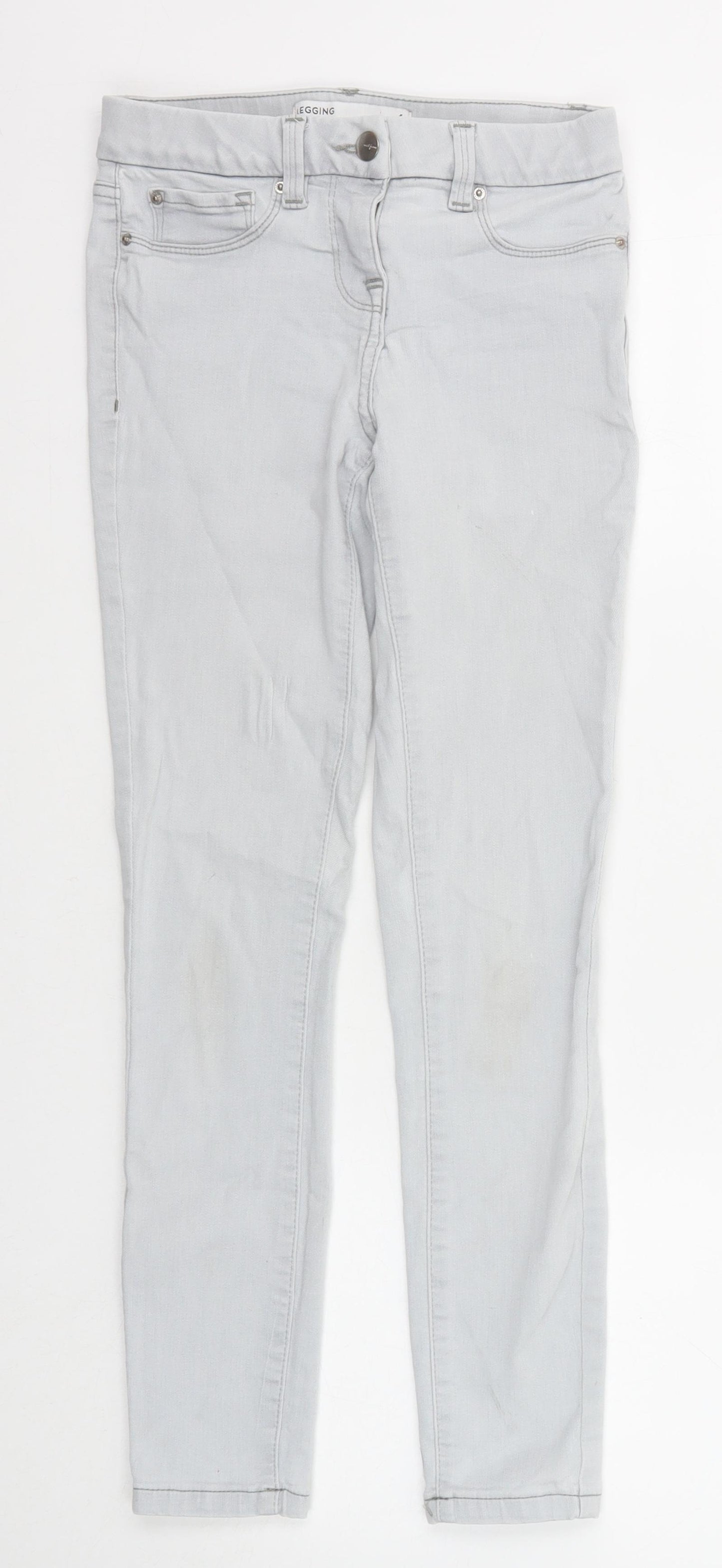 NEXT Womens Grey Cotton Jegging Jeans Size 6 Regular Zip
