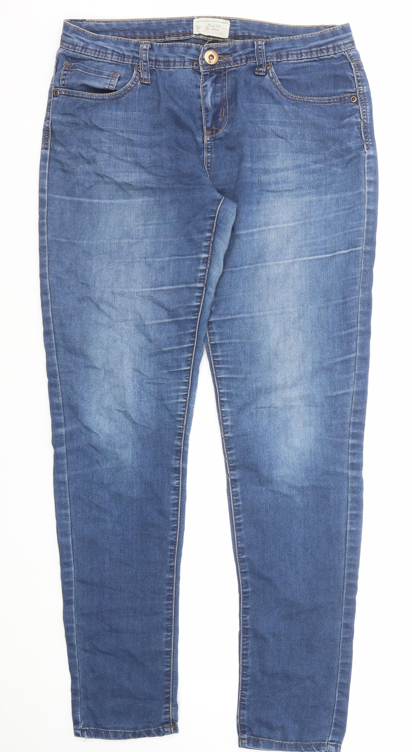 NEXT Womens Blue Cotton Skinny Jeans Size 12 Regular Zip
