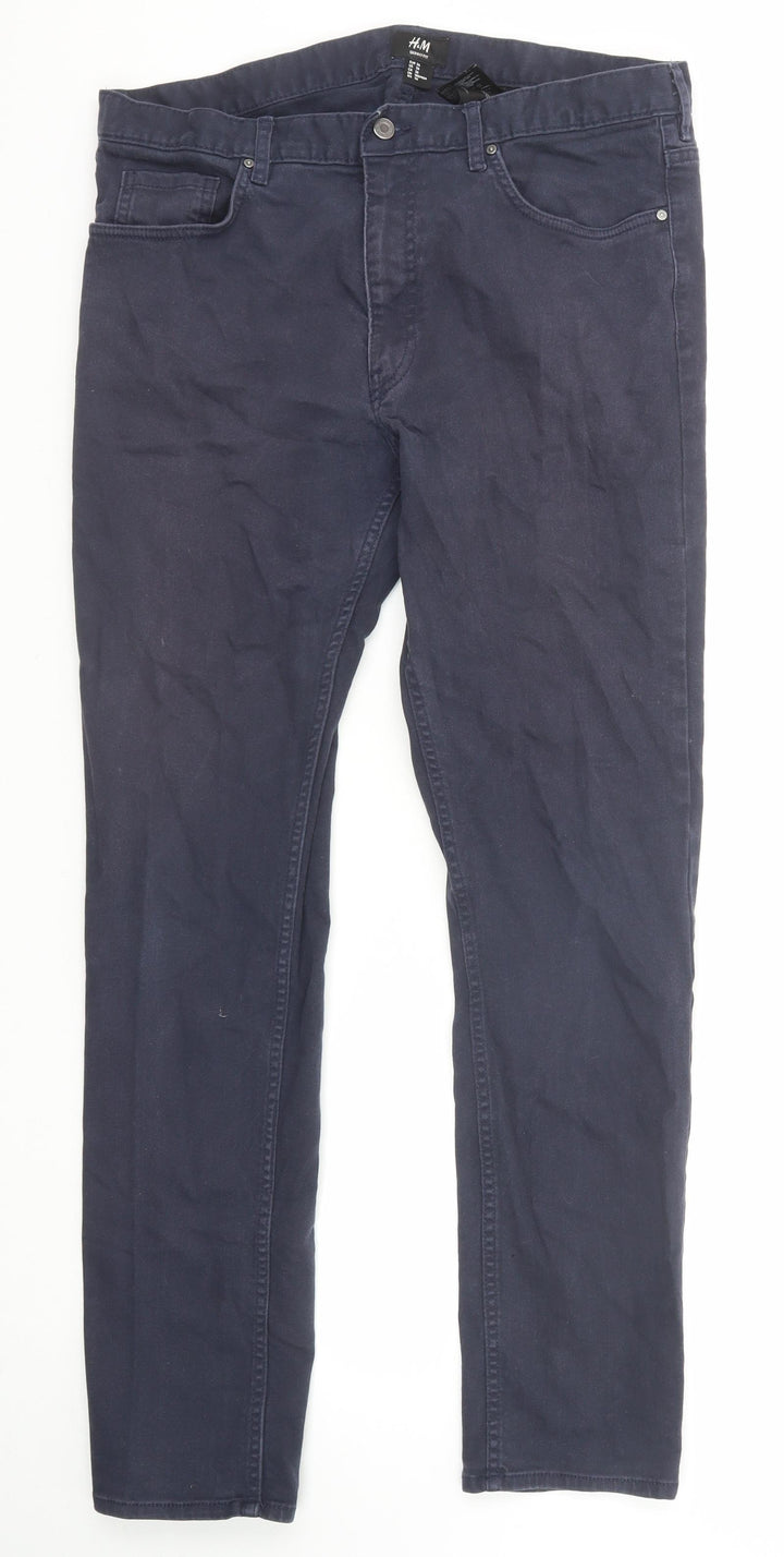 H&M Womens Blue Cotton Skinny Jeans Size 8 Regular Zip