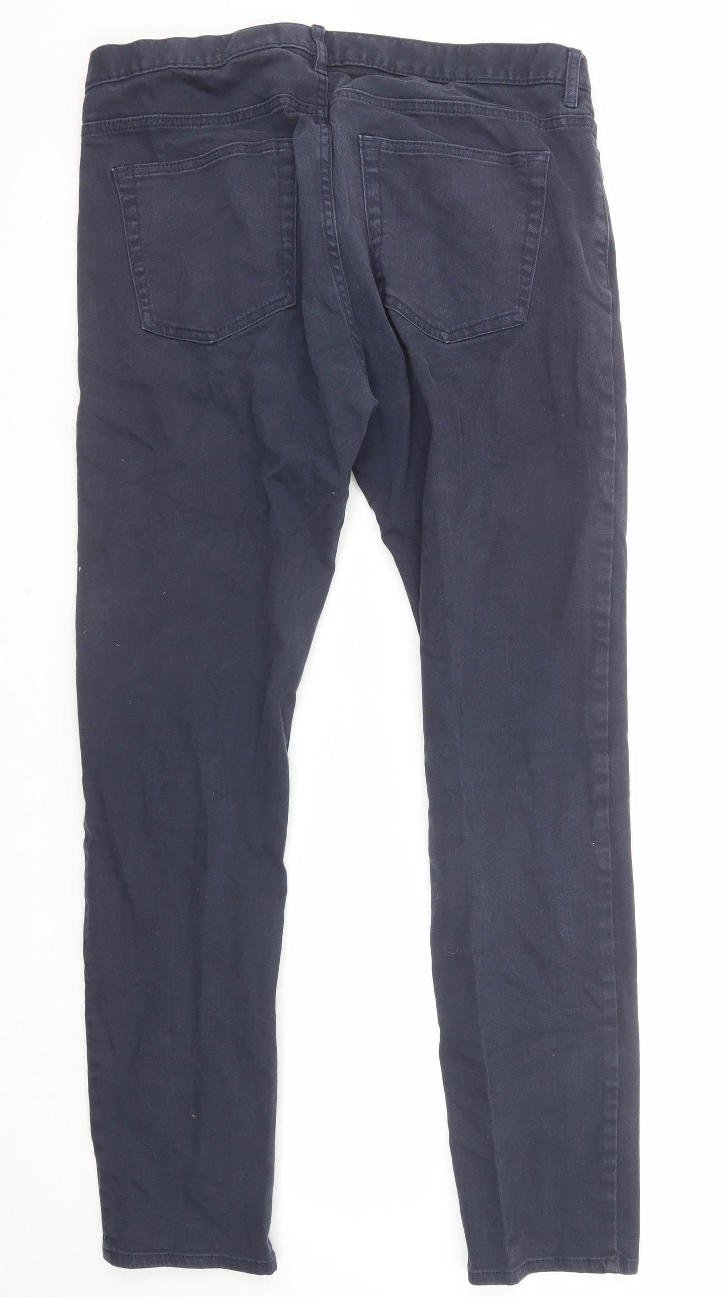 H&M Womens Blue Cotton Skinny Jeans Size 8 Regular Zip