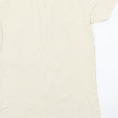 Savoir Womens Beige Floral Cotton Basic T-Shirt Size 12 Round Neck