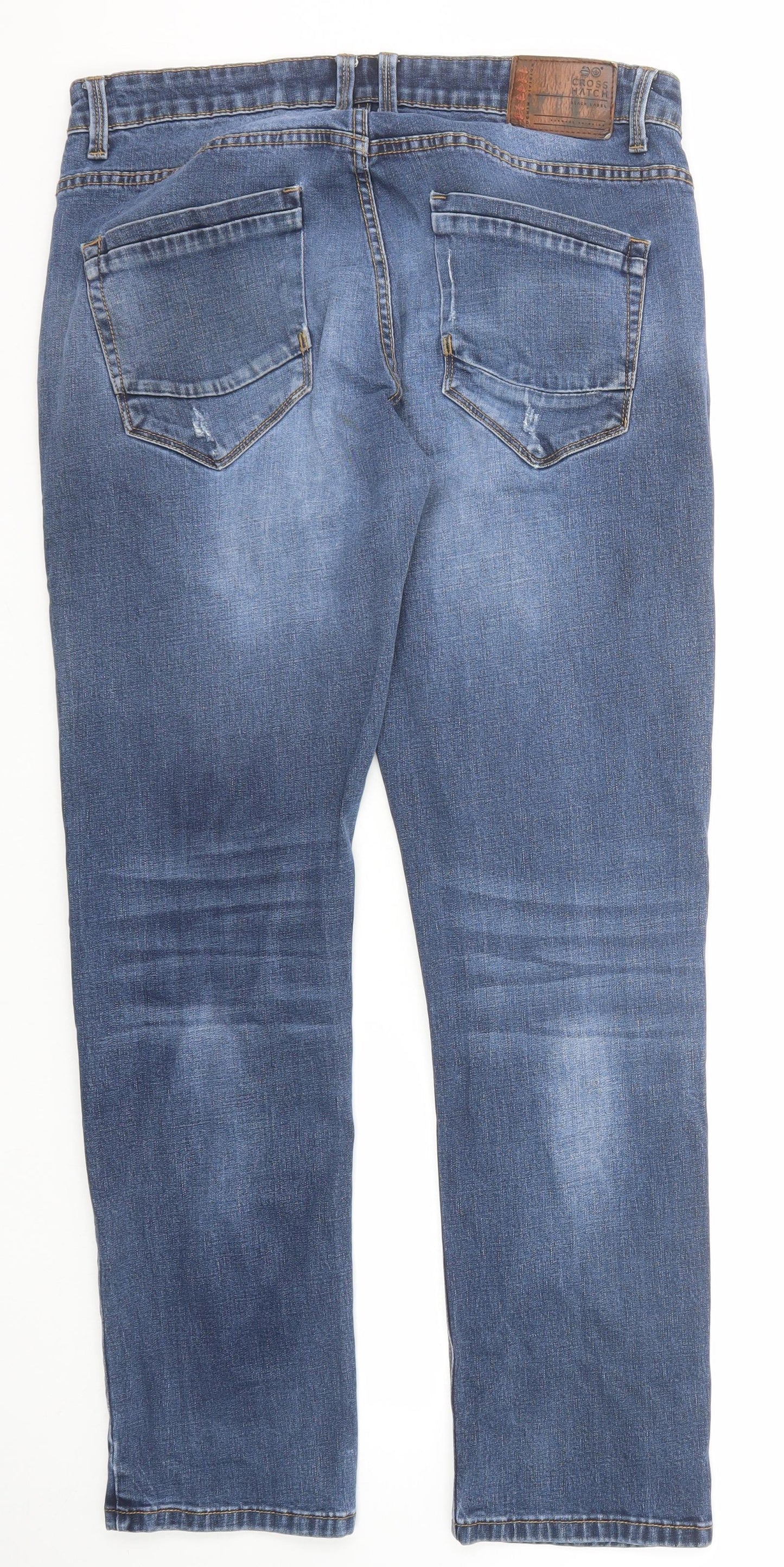 Crosshatch Mens Blue Cotton Straight Jeans Size 34 in Regular Zip