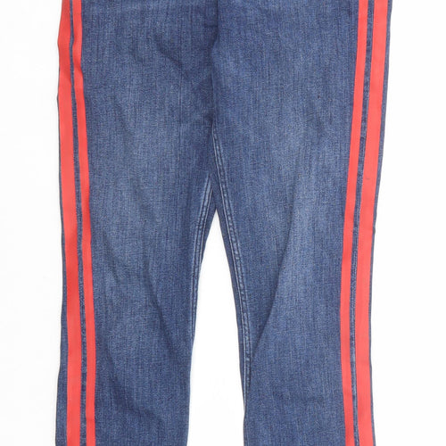 Zara Womens Blue Striped Cotton Skinny Jeans Size 8 Regular Zip