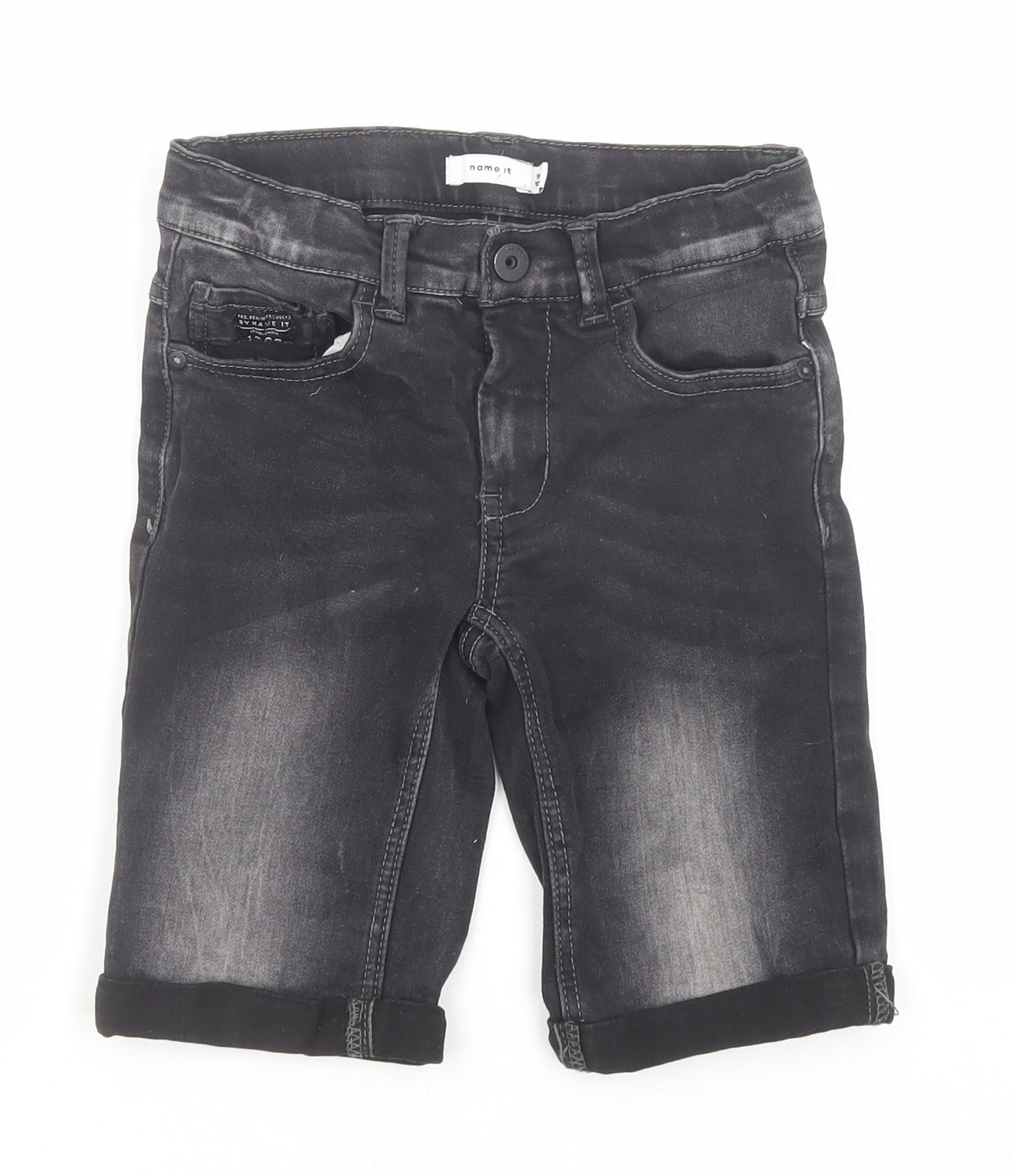 name it Boys Grey Cotton Chino Shorts Size 9 Years Regular Zip