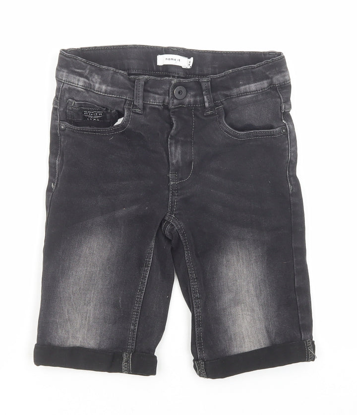 name it Boys Grey Cotton Chino Shorts Size 9 Years Regular Zip