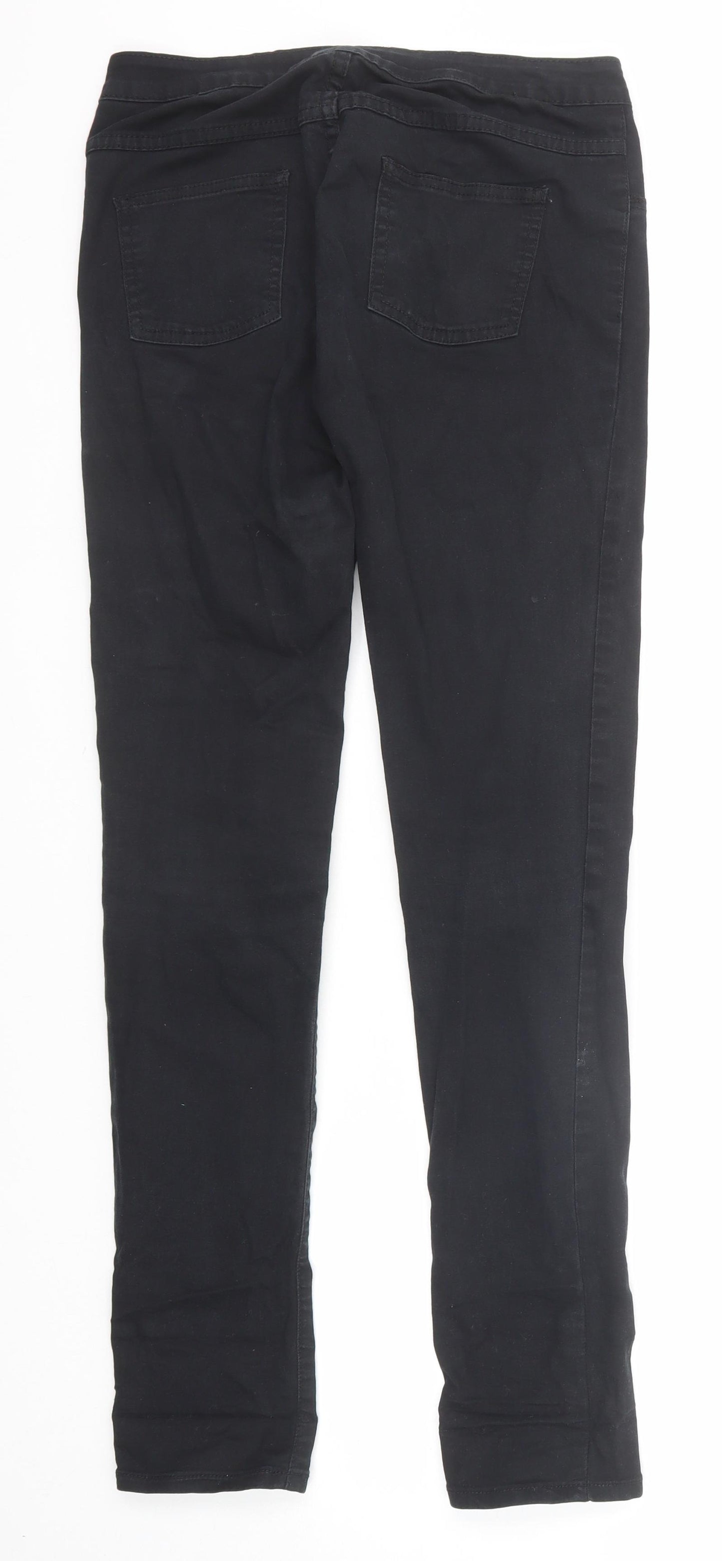 Villa Womens Black Cotton Straight Jeans Size M Regular Zip