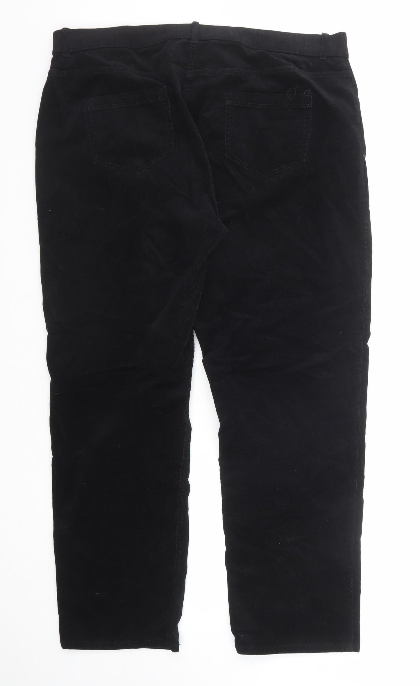 Marks and Spencer Womens Black Cotton Trousers Size 18 Regular Zip