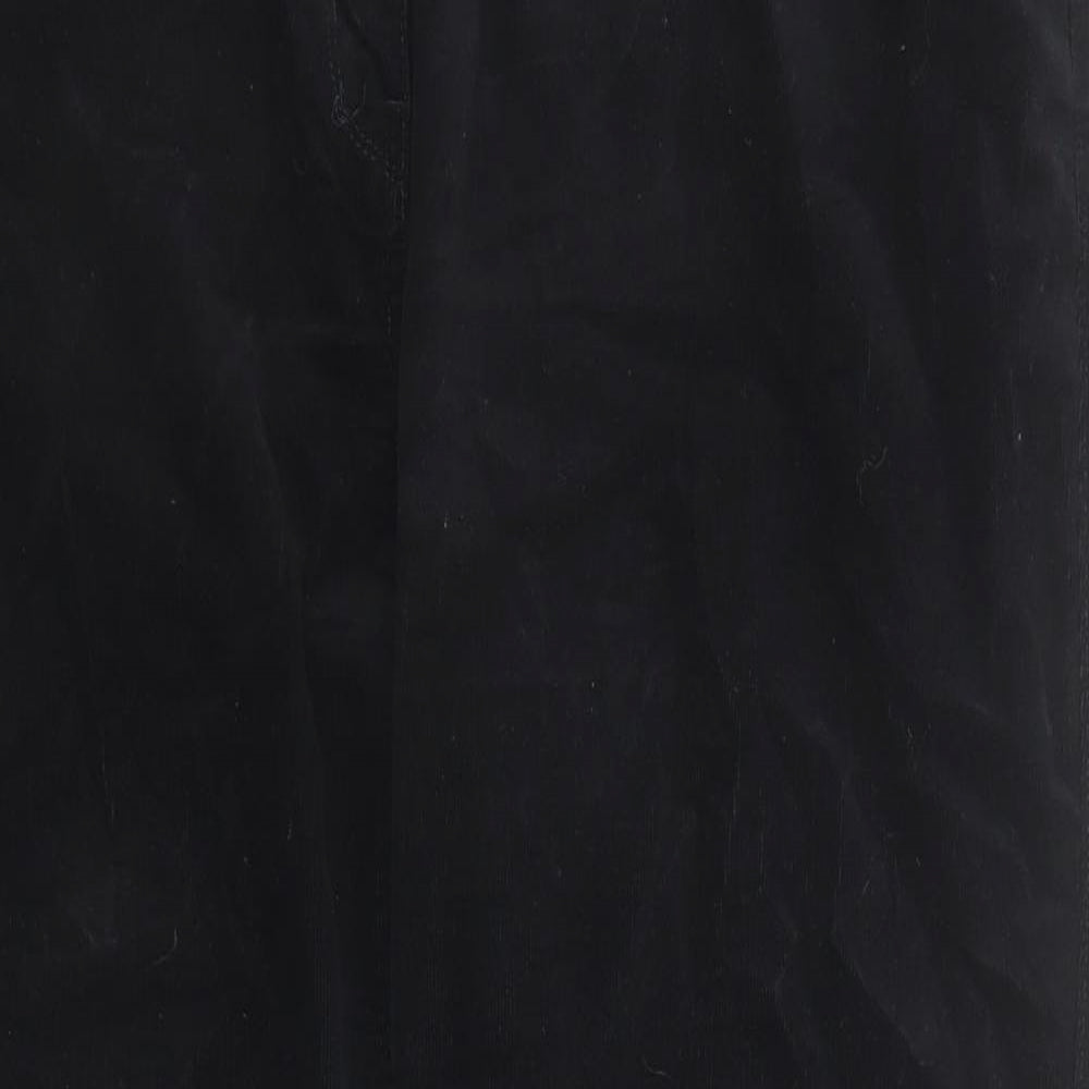 Marks and Spencer Womens Black Cotton Trousers Size 18 Regular Zip