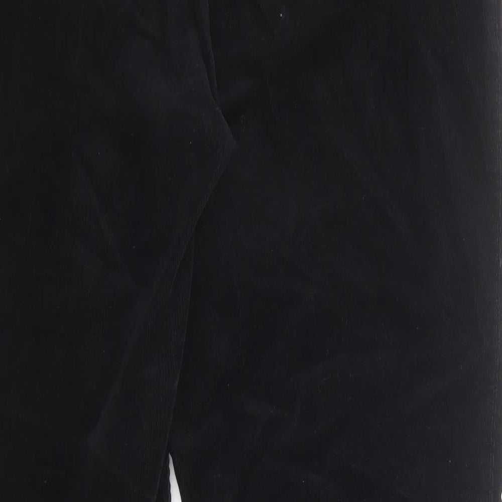 Marks and Spencer Womens Black Cotton Trousers Size 18 Regular Zip