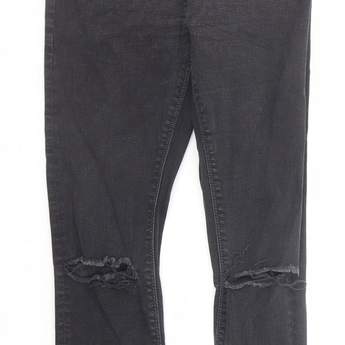 Topshop Womens Grey Cotton Skinny Jeans Size 28 in Regular Zip