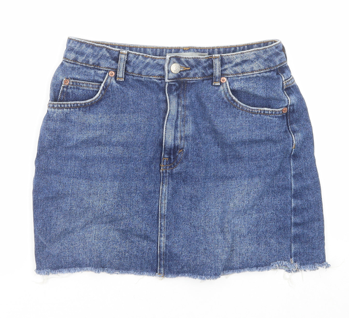 Topshop Womens Brown Cotton Mini Skirt Size 10 Zip