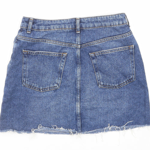 Topshop Womens Brown Cotton Mini Skirt Size 10 Zip