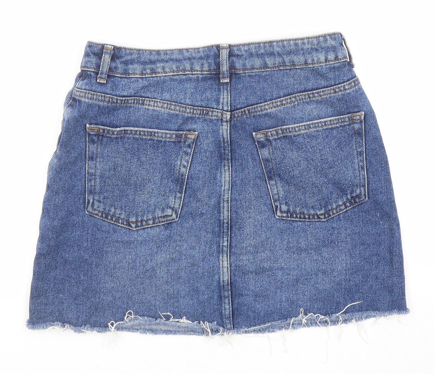 Topshop Womens Brown Cotton Mini Skirt Size 10 Zip