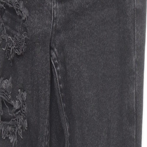New Look Girls Black Cotton Skinny Jeans Size 12 Years Regular Zip - Distressed