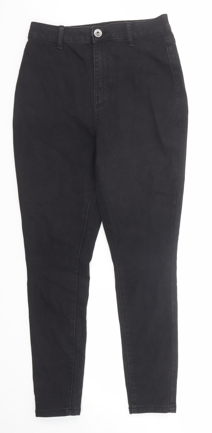 Boohoo Womens Black Cotton Skinny Jeans Size 10 Regular Zip