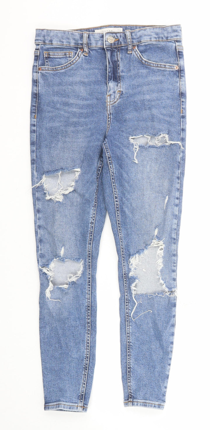 Topshop Womens Blue Cotton Skinny Jeans Size 26 in L30 in Regular Zip