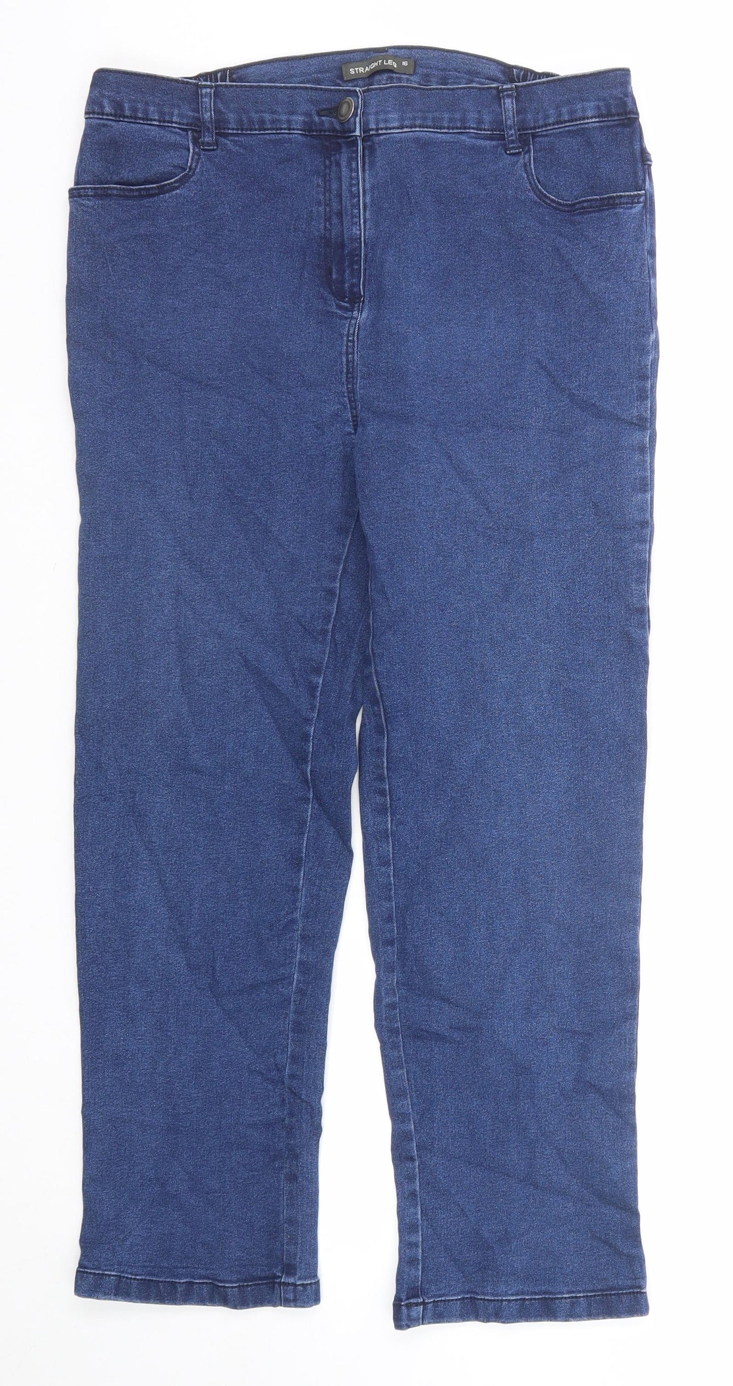 Bonmarché Womens Blue Cotton Straight Jeans Size 16 Regular Zip