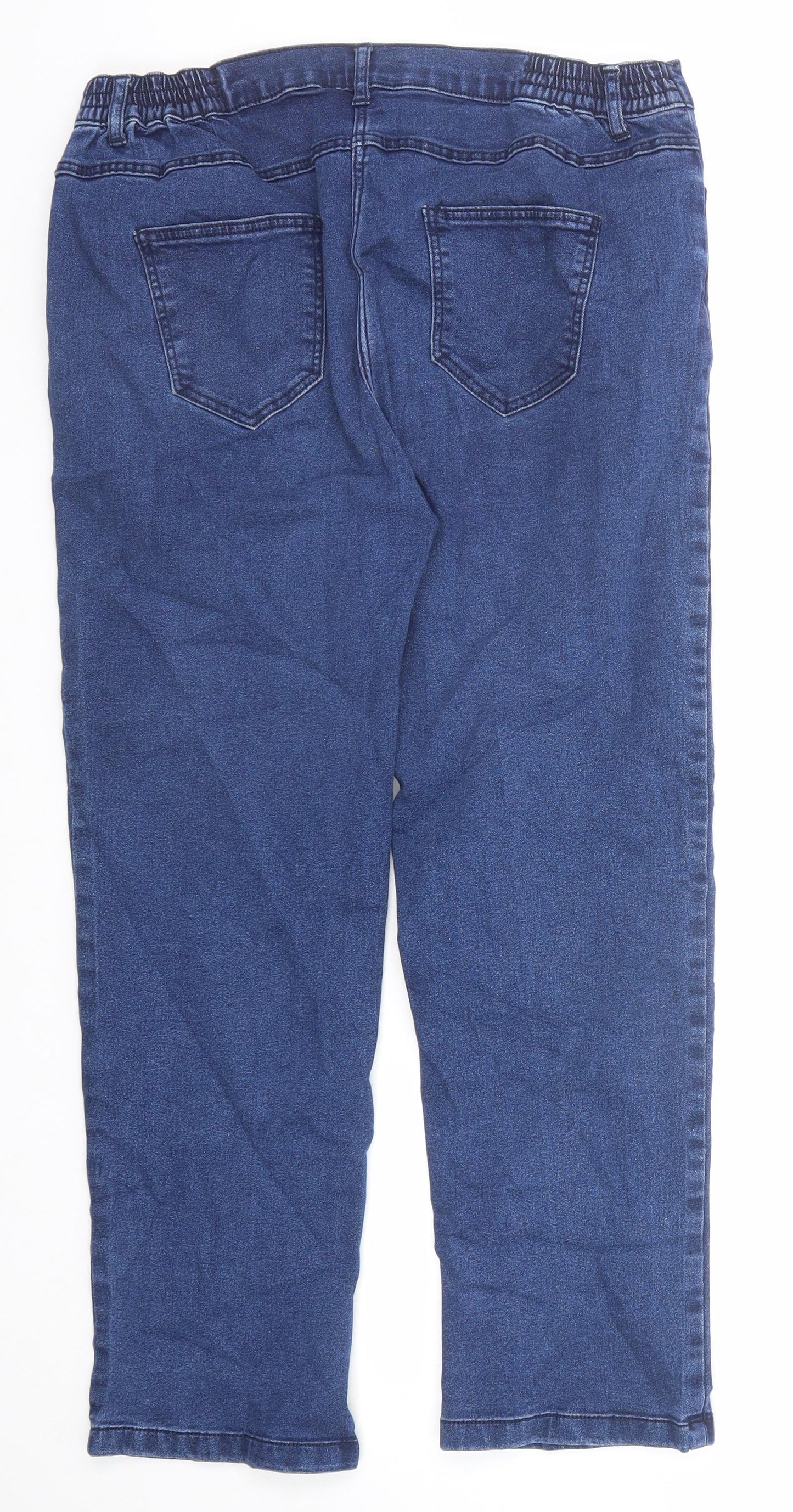 Bonmarché Womens Blue Cotton Straight Jeans Size 16 Regular Zip