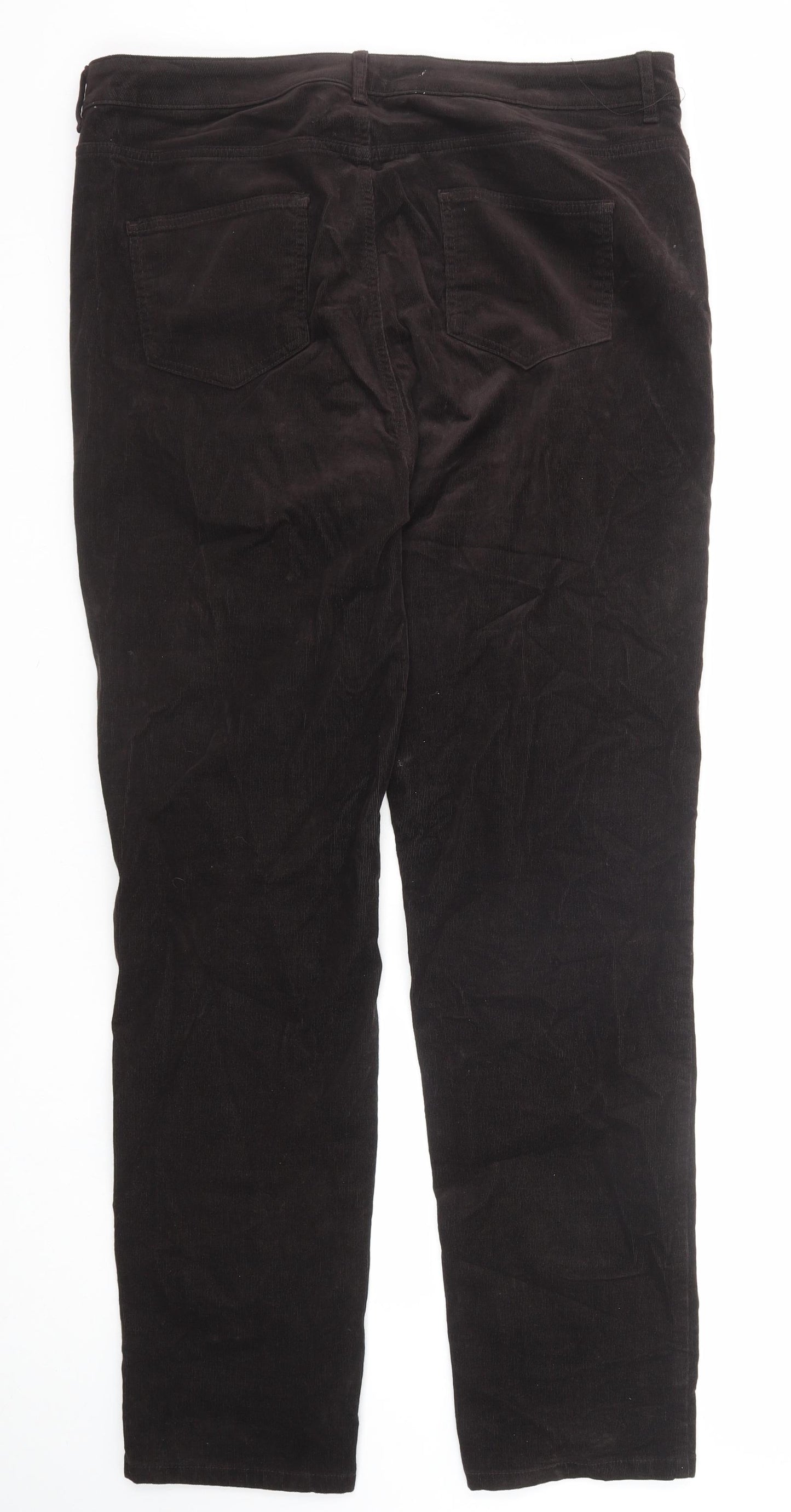 Marks and Spencer Womens Brown Cotton Trousers Size 18 Regular Zip