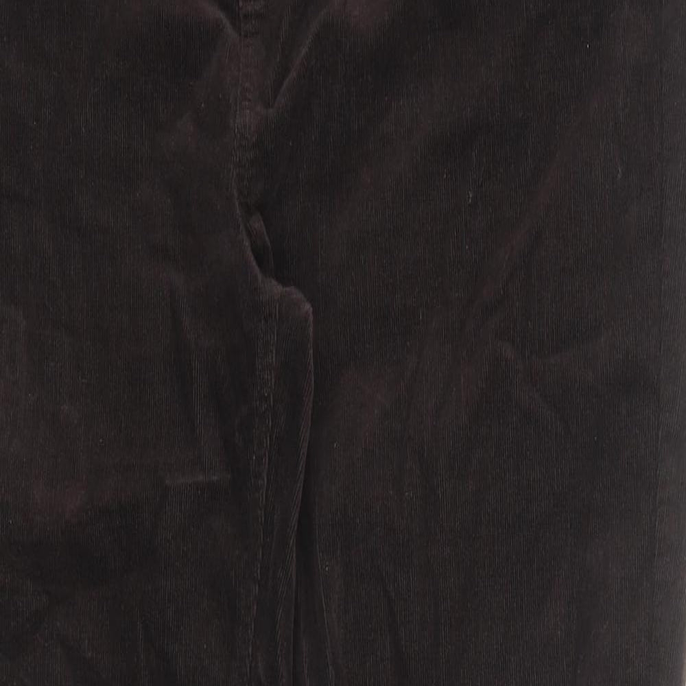 Marks and Spencer Womens Brown Cotton Trousers Size 18 Regular Zip