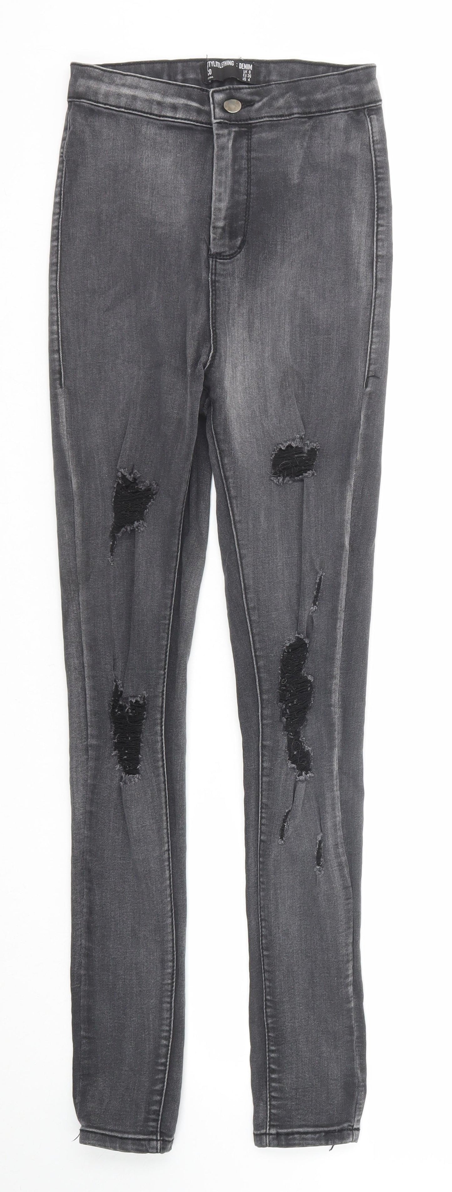 PRETTYLITTLETHING Womens Black Cotton Skinny Jeans Size 8 Regular Zip