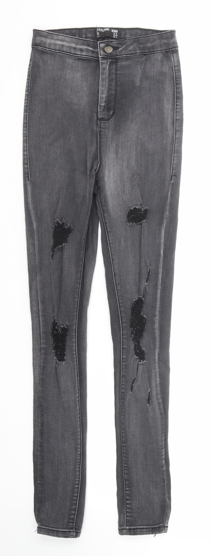 PRETTYLITTLETHING Womens Black Cotton Skinny Jeans Size 8 Regular Zip