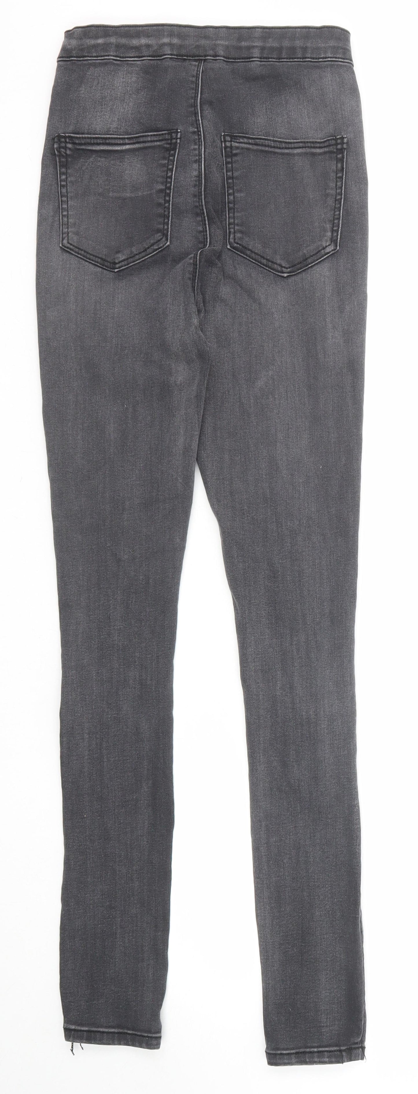 PRETTYLITTLETHING Womens Black Cotton Skinny Jeans Size 8 Regular Zip