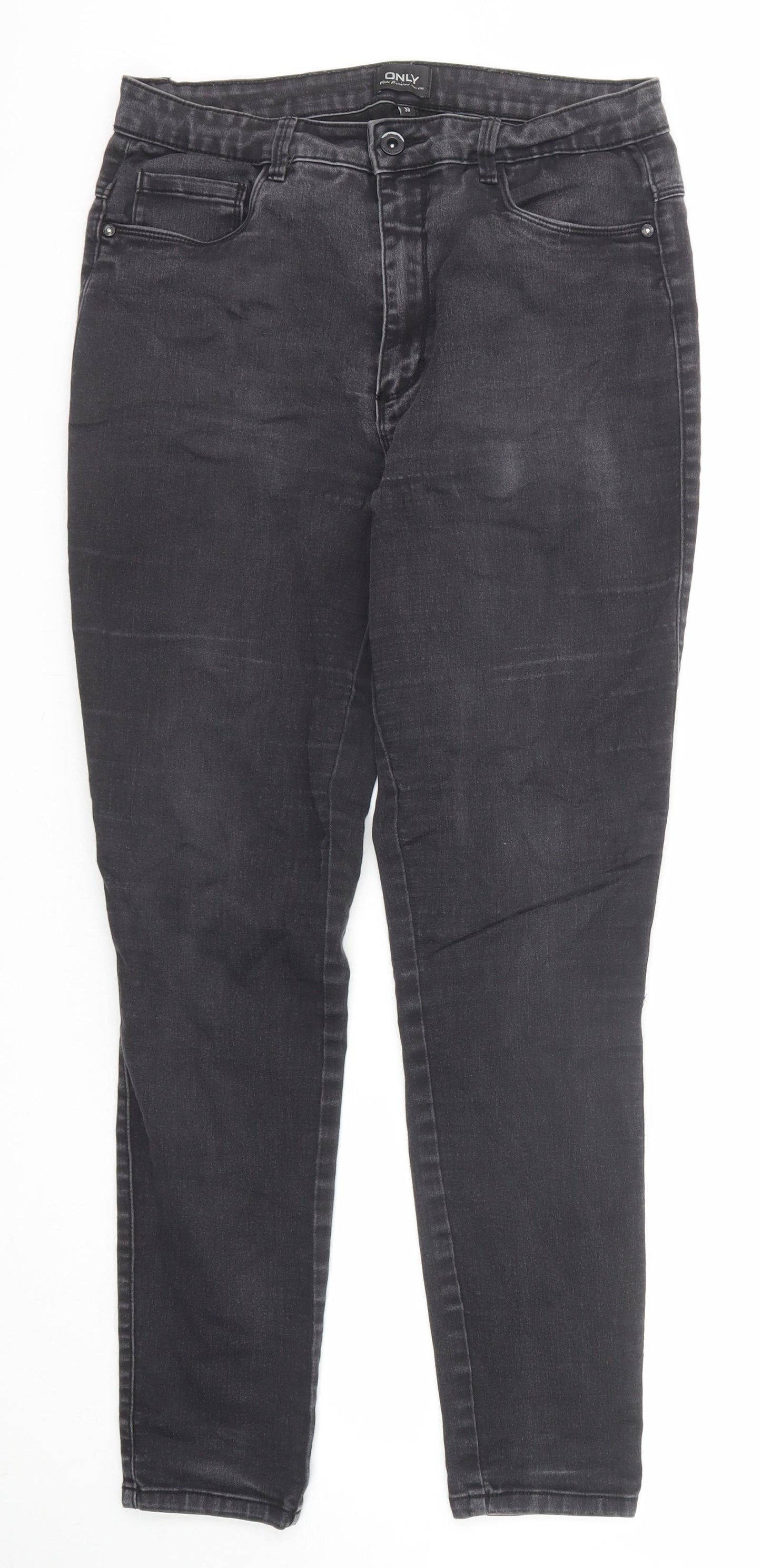 Only Womens Black Cotton Straight Jeans Size 30 in Regular Zip