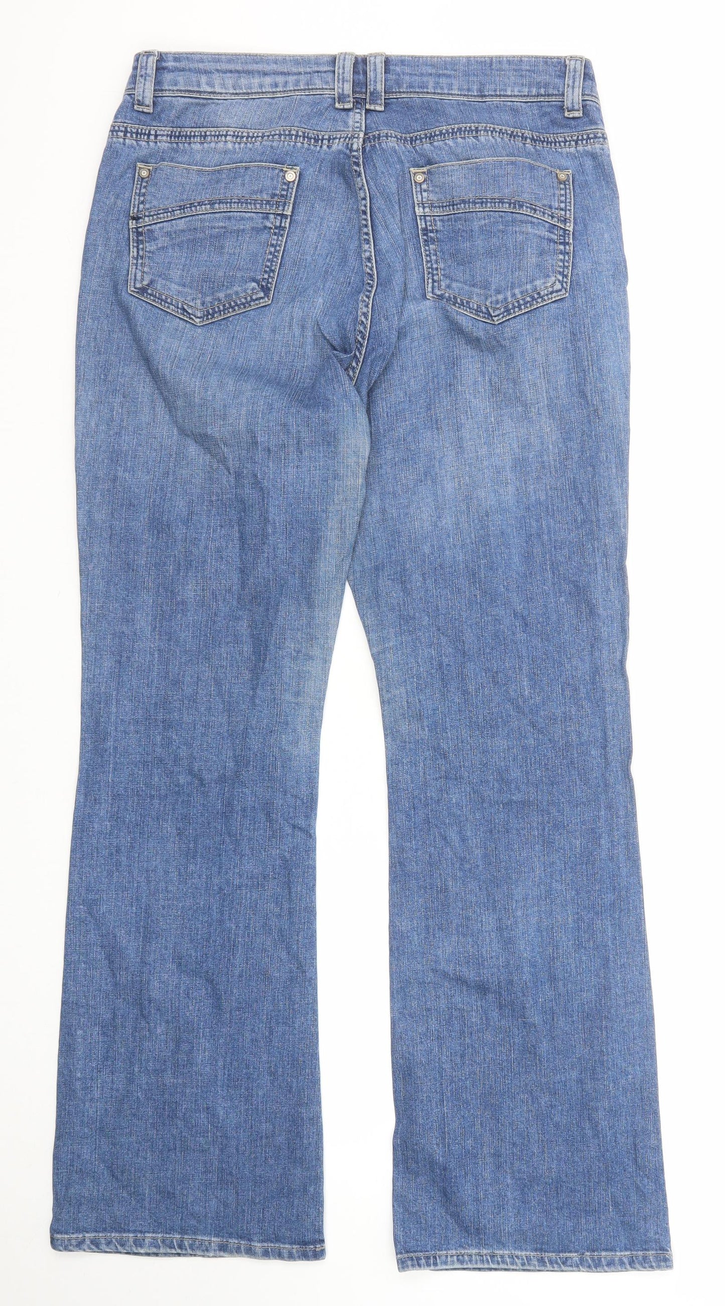 Marks and Spencer Womens Blue Cotton Boyfriend Jeans Size 16 Regular Zip