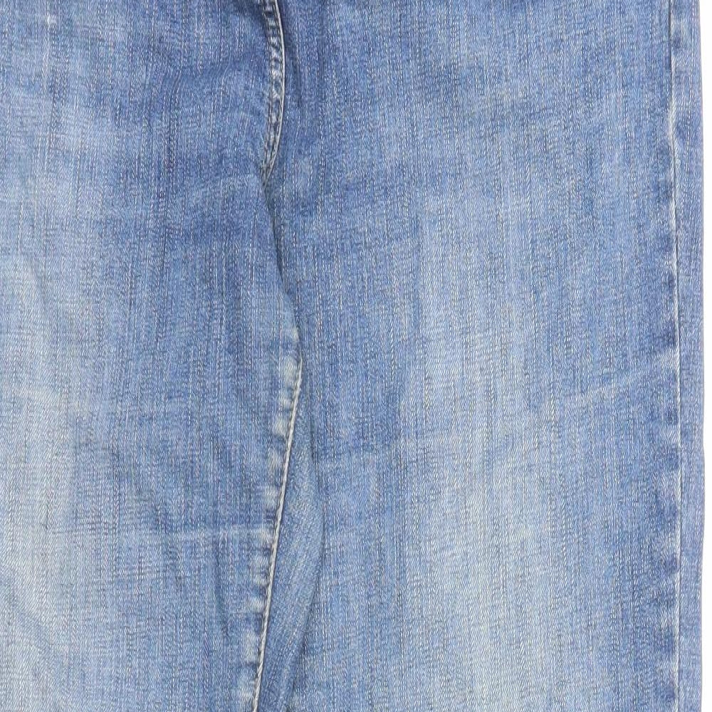 Marks and Spencer Womens Blue Cotton Boyfriend Jeans Size 16 Regular Zip