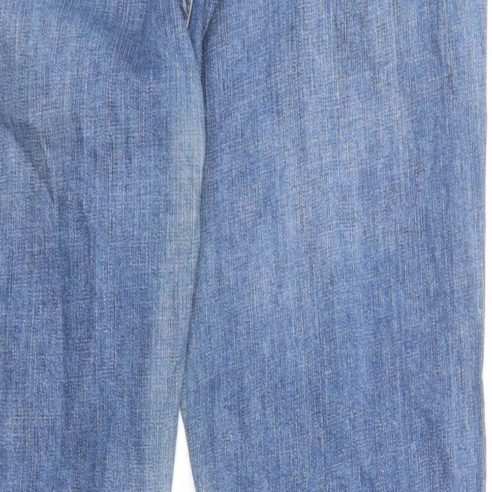 Marks and Spencer Womens Blue Cotton Boyfriend Jeans Size 16 Regular Zip