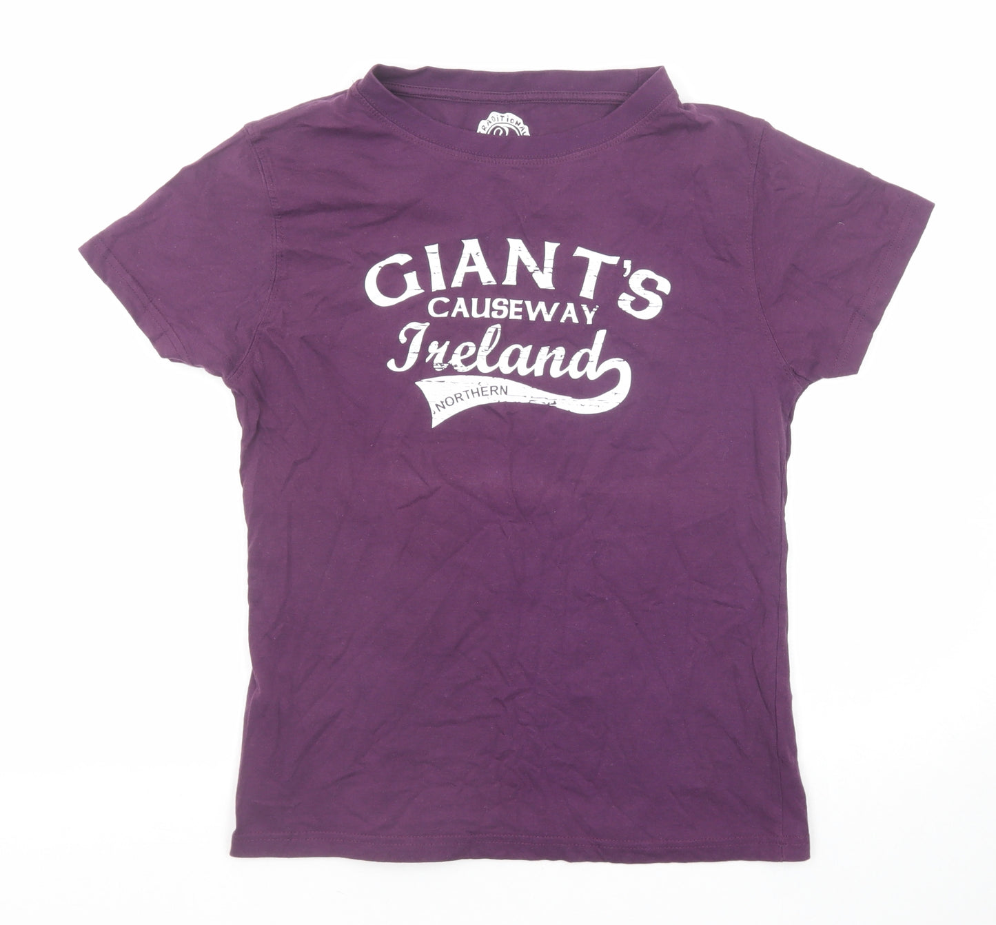 Traditional Craftwear Womens Purple Cotton Basic T-Shirt Size 14 Round Neck - Giant's Causeway Ireland