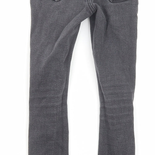 New Look Girls Grey Cotton Skinny Jeans Size 9 Years Regular Zip - Distressed