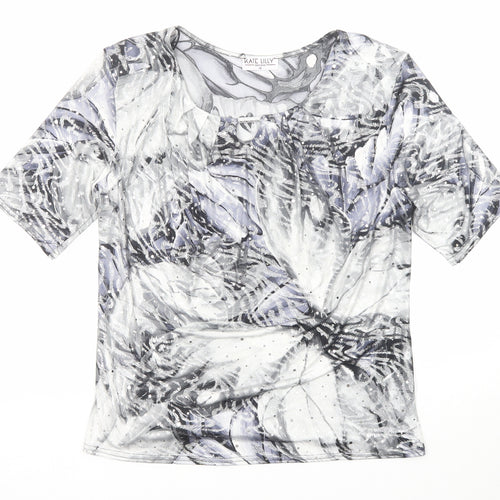 Kate Lilly Womens Multicoloured Geometric Polyester Basic T-Shirt Size 14 Round Neck